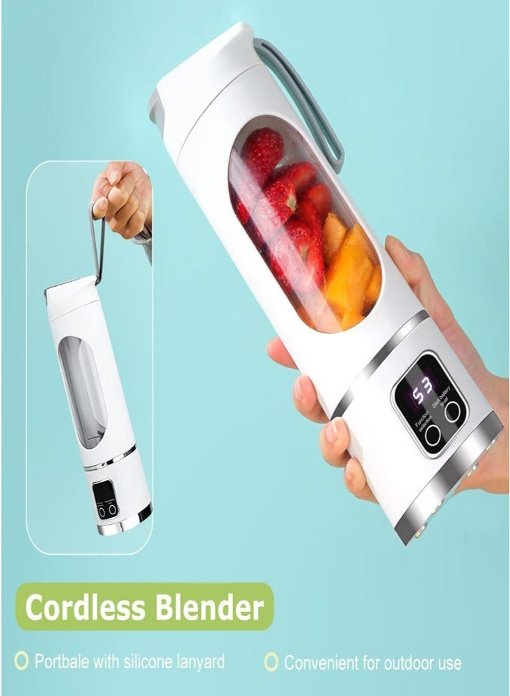 NoorTech Portable Blender with LED Battery Display, mini blender,450ml Capacity & Ice-Crushing Power – Rechargeable Smoothie Maker with Silicone Carry Handle for Gym, Office, Travel – Great Portability for Active Lifestyles - Image 4