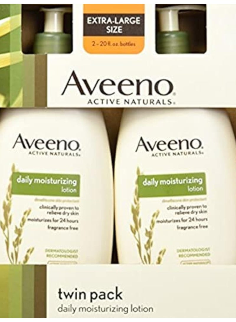 Aveeno Active Naturals Daily Moisturizing Lotion, Twin Pack 591ml (20 OZ) - Image 2