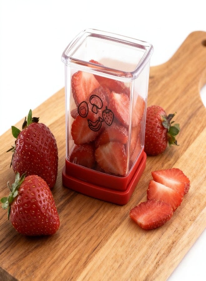 Dokpod Fruit Slicer Cup, Strawberry, Banana, Mushroom, Grape & Egg Cutter, Portable Stainless Steel Slicer with Push Plate, Kitchen Gadget for Salad Making, Speed Fruit & Vegetable Cutter, Slicing Tool - Image 4