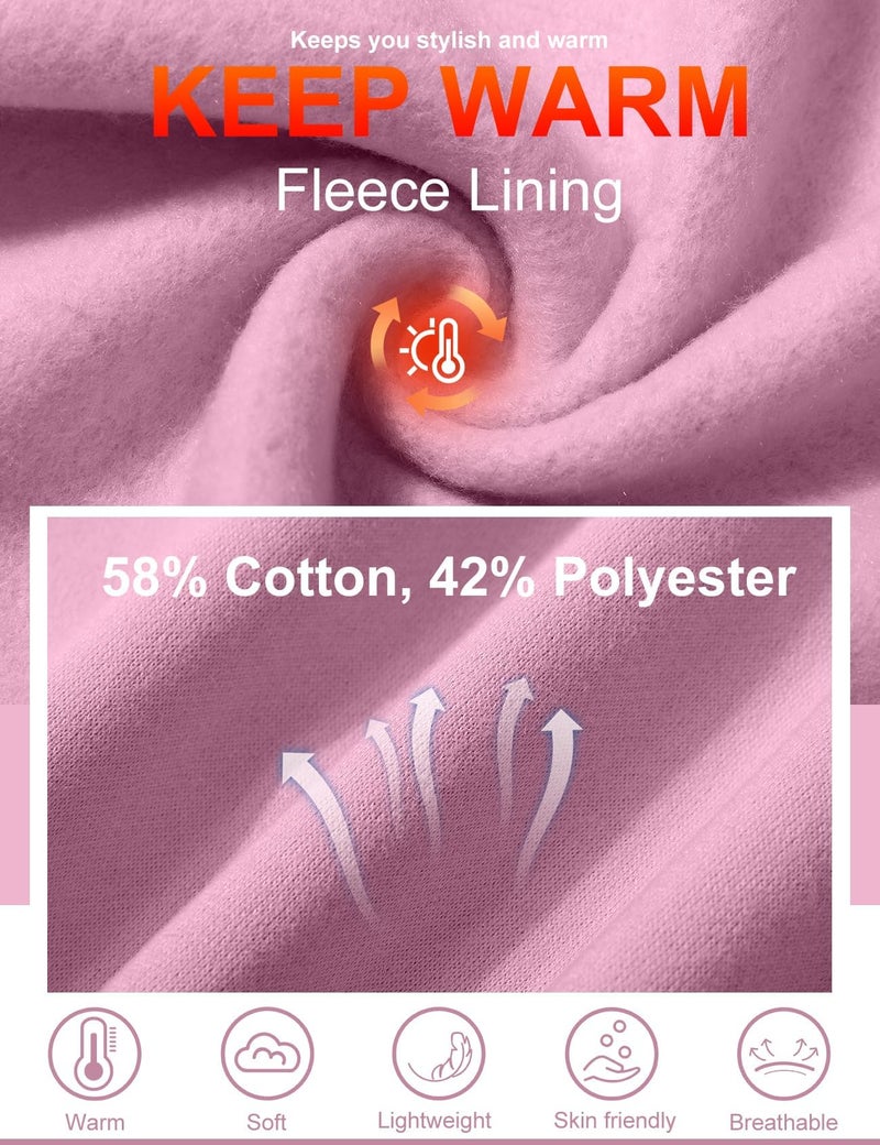 Eisctnd Womens Fleece 2 Piece Sweatsuit Lounge Set Long Sleeve Sweatshirt Jogger Pants Tracksuit Sweatsuit 2024 Fall Sets(Pink-XL) - Image 5