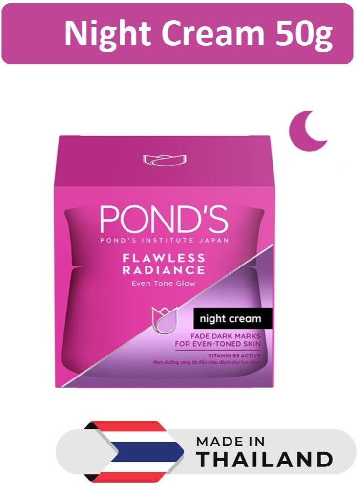 Pond's Flawless Radiance Night Cream Fade Dark Marks For Even-Toned Skin Vitamin B3 Active 50g - Image 2