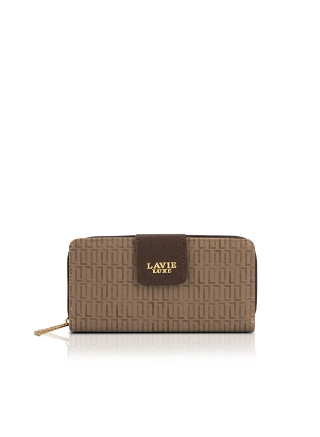 لافي محفظة نسائية فاخرة بسحاب مزدوجة الطي من لوكس مونو ميا  شوكولاتة