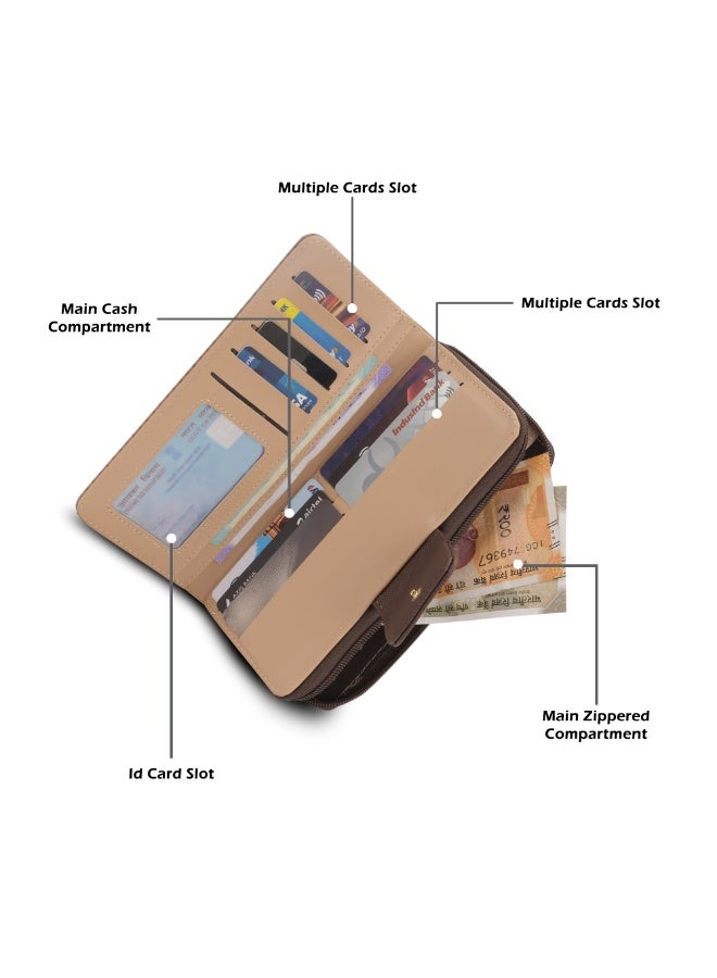 Lavie Luxe Mono Mia25 Women's Bifold Zip Wallet (Choco) - Image 5