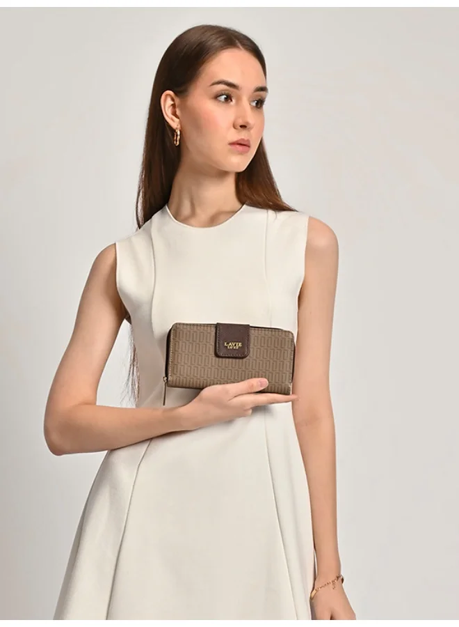 لافي محفظة نسائية فاخرة بسحاب مزدوجة الطي من لوكس مونو ميا  شوكولاتة