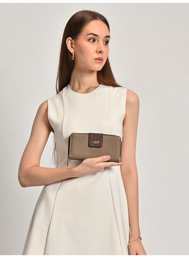 Lavie Luxe Mono Mia25 Women's Bifold Zip Wallet (Choco) - Image 2
