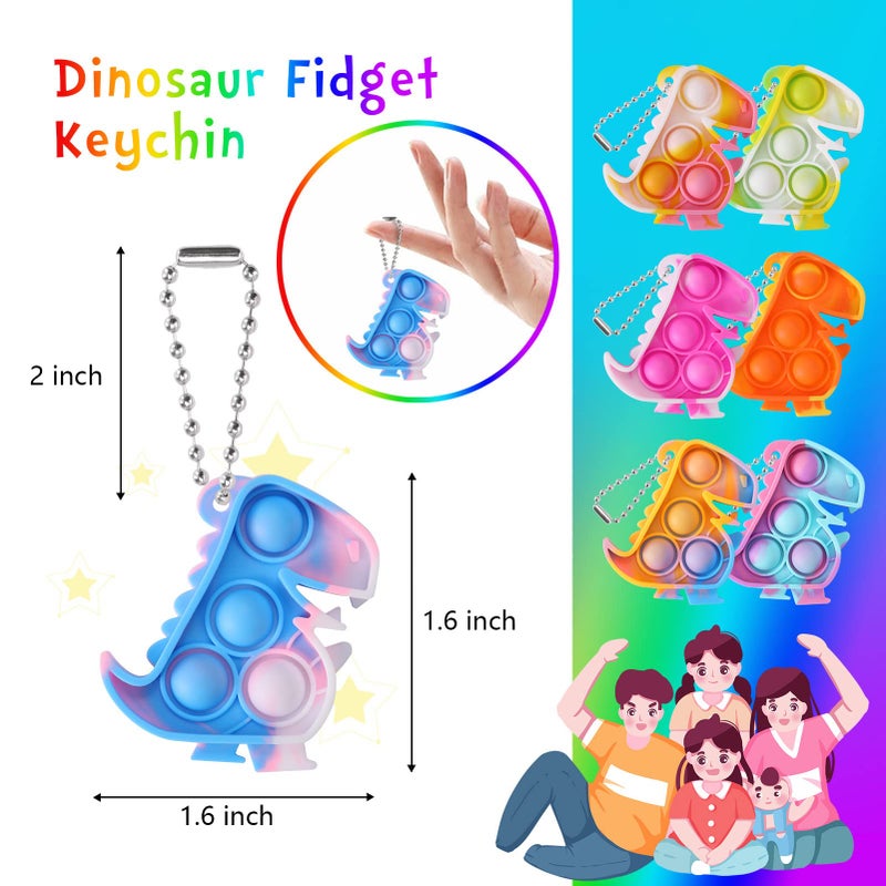 PICcircuit Dinosaur Party Favors Dinosaur Keychains Kids Party Favors Fidget Toys Bulk 30 Pack Mini Pop Fidget Keychain Its, Dino Favors for Kids 4-8 Children Mini Supplies It Small Birthday Decorations Trinkets - Image 2