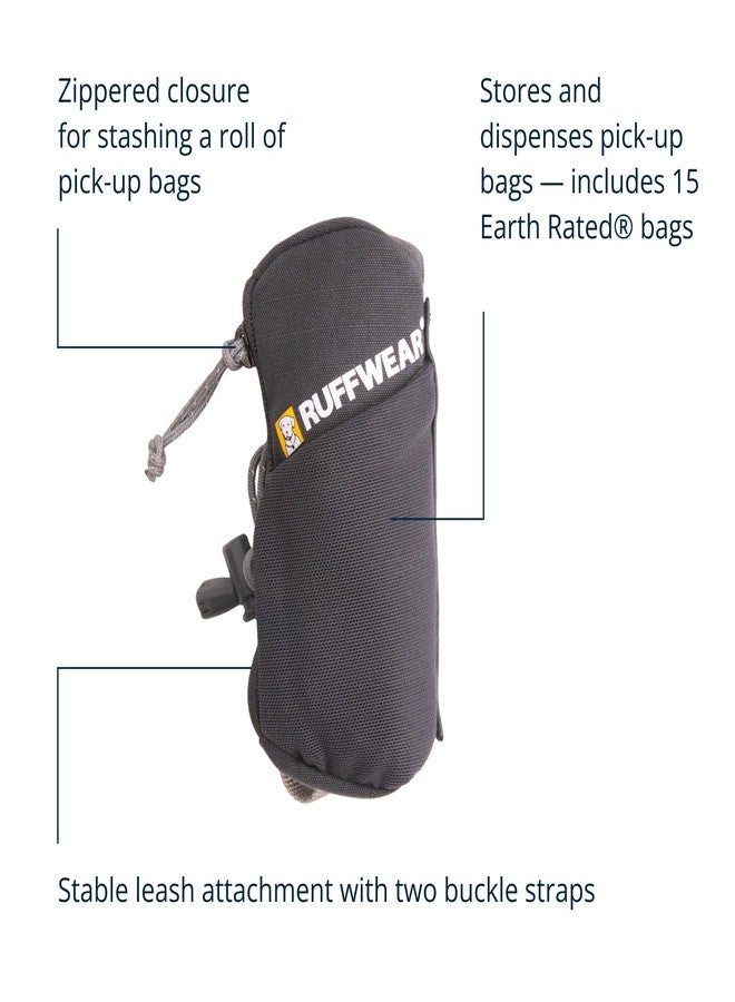 Ruffwear, Stash Bag Mini Dog Poop Bag Holder, Compact Leash Pouch with 2-Strap Attachment, Zip Pocket Fits Standard Roll, Side Slot, Grippy Starter Pad, Cinch Poop Loop, Mesh Pocket, Basalt Gray - Image 3