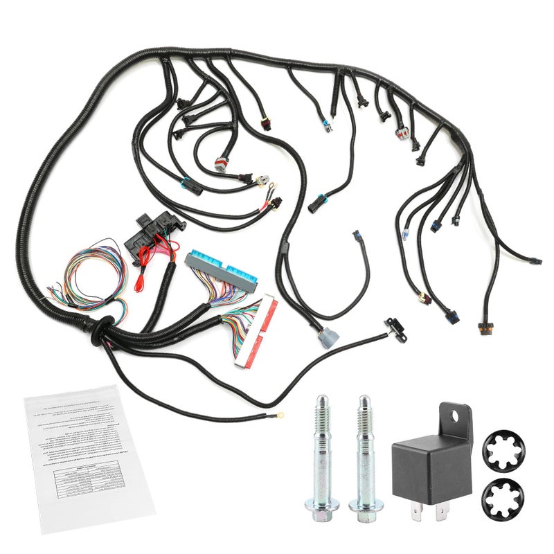 Standalone Wiring Harness 4L60E DBC RedBlue PCM Compatible with 19972006 GM LS1 Vortec Engine 48 53 60 L LS Swap Engine Harness Stand Alone Wire Harness Drive by Cable Throttle Body