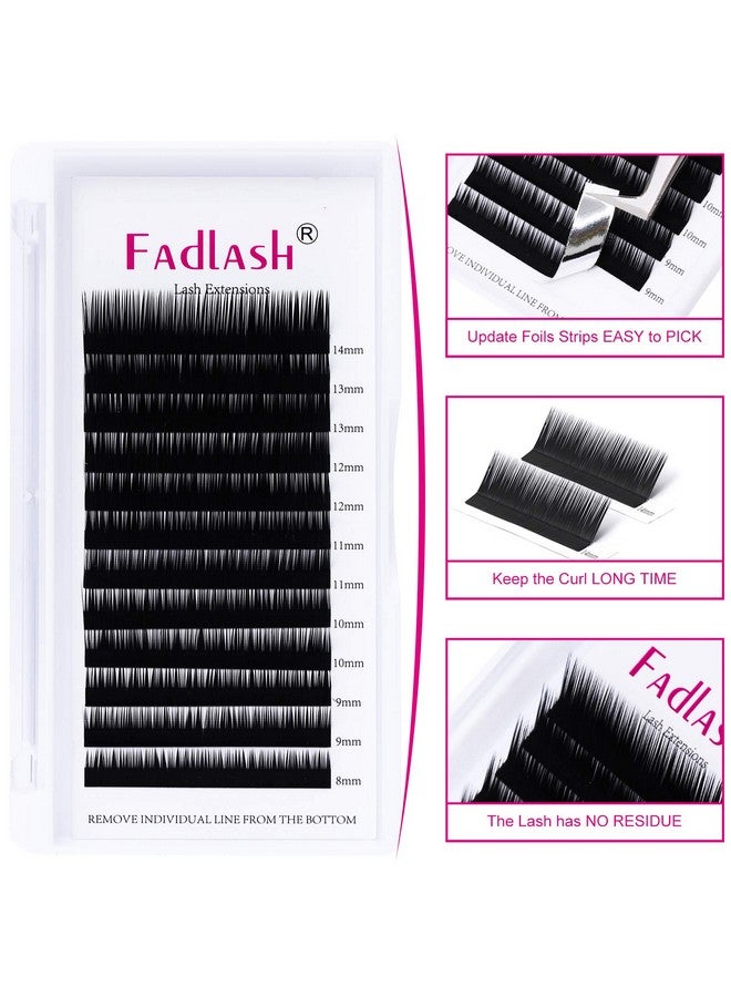 فادلاش وصلات الرموش L Curl 0.10 Mix Tray 8-14Mm وصلات الرموش الكلاسيكية رموش فردية لوازم وصلات الرموش الحريرية (0.10-L، 8-14Mm Mix) - Image 4