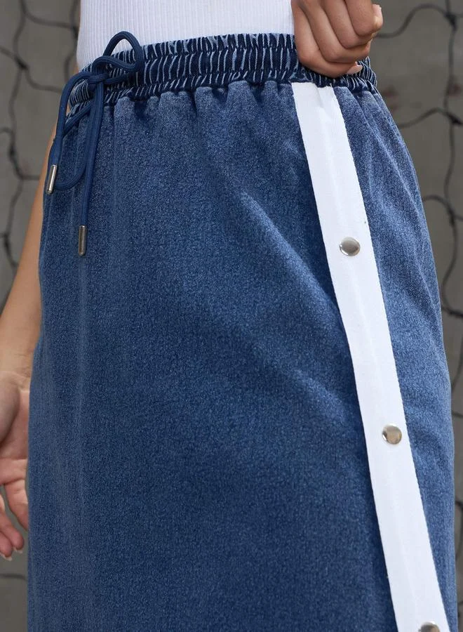 SASSAFRAS Sassafras Blue Contrast Tape Denim Maxi Skirt