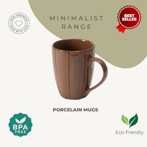 Beyond Homes Handcrafted Ceramic Coffee Mug Set Microwave & Dishwasher Safe Cup Set of 2 for Tea with Handle Glossy Finish, 330ml (2, Mocha Brown) - Image 3