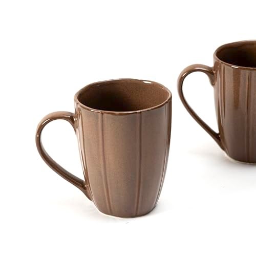 Beyond Homes Handcrafted Ceramic Coffee Mug Set Microwave & Dishwasher Safe Cup Set of 2 for Tea with Handle Glossy Finish, 330ml (2, Mocha Brown) - Image 5