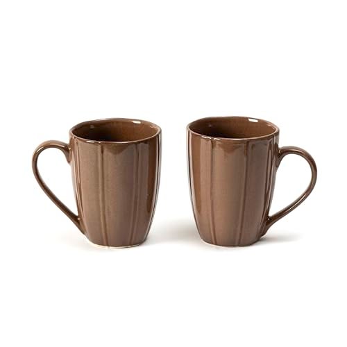 Beyond Homes Handcrafted Ceramic Coffee Mug Set Microwave & Dishwasher Safe Cup Set of 2 for Tea with Handle Glossy Finish, 330ml (2, Mocha Brown) - Image 1
