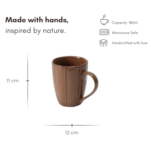 Beyond Homes Handcrafted Ceramic Coffee Mug Set Microwave & Dishwasher Safe Cup Set of 2 for Tea with Handle Glossy Finish, 330ml (2, Mocha Brown) - Image 4