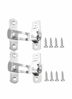 KASTWAVE Stainless Steel Latch, 90 Degree Protect Privacy Security Barn Door Lock, Solid Stainless Steel Safety Gate Latches, 2 Pack (Large 90 Degrees Silver)  - Image 1