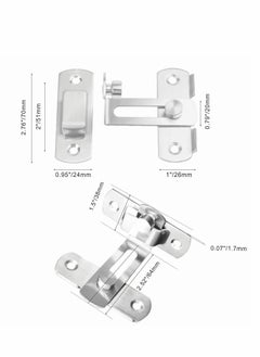 KASTWAVE Stainless Steel Latch, 90 Degree Protect Privacy Security Barn Door Lock, Solid Stainless Steel Safety Gate Latches, 2 Pack (Large 90 Degrees Silver)  - Image 2