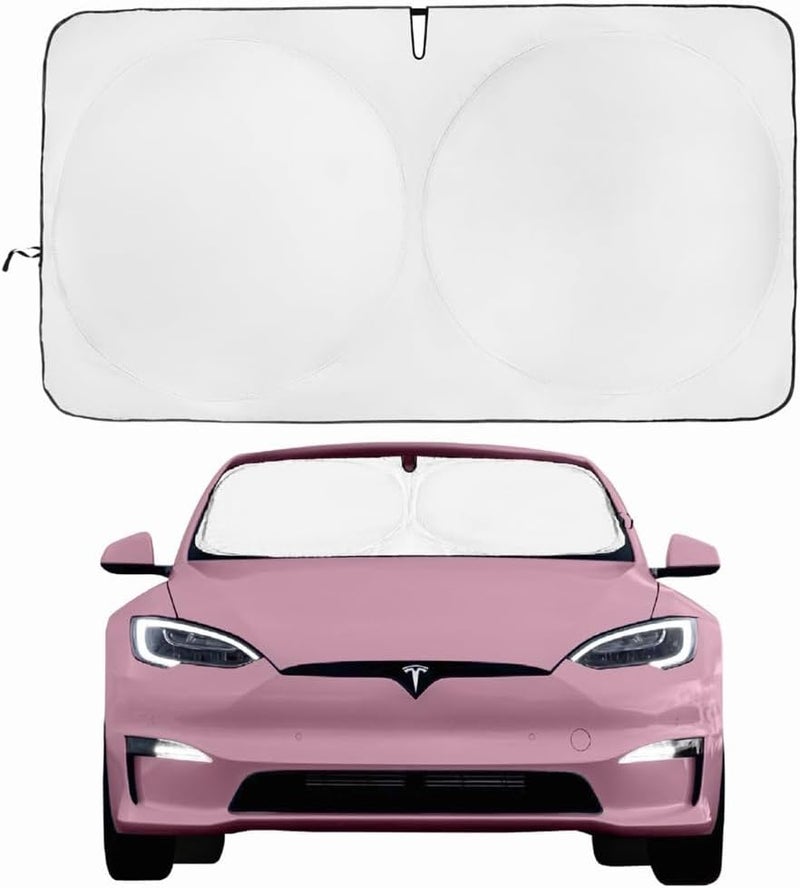 kinder Fluff Windshield Sunshade for Tesla S - Patented UV Protection, Foldable Sun Visor Cover - Image 1