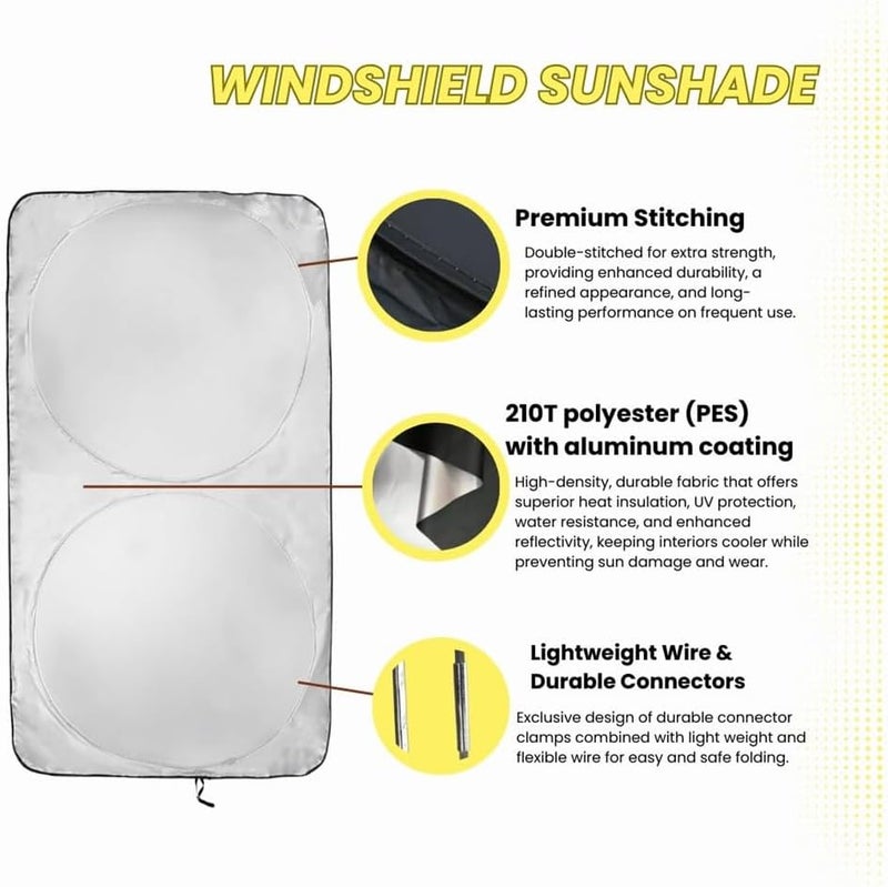 kinder Fluff Windshield Sunshade for Tesla S - Patented UV Protection, Foldable Sun Visor Cover - Image 5