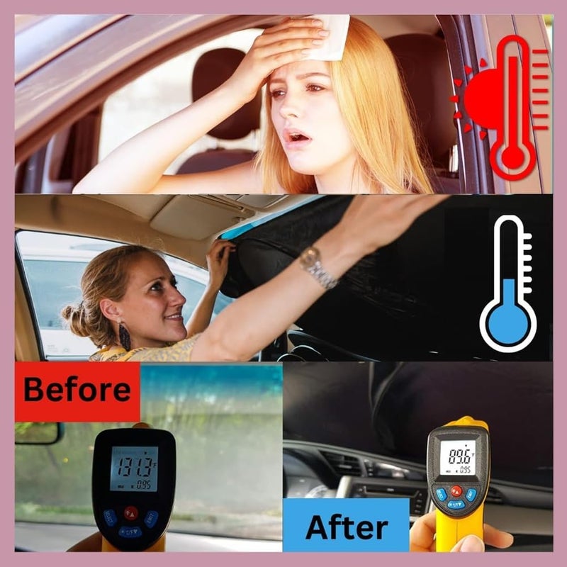 kinder Fluff Windshield Sunshade for Tesla S - Patented UV Protection, Foldable Sun Visor Cover - Image 2