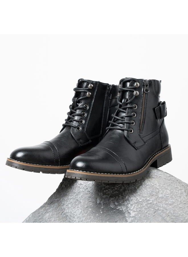 Vostey Men's Boots Boots for Men Casual Boots Motorcycle Combat Ankle Dress Boots Mens, Motorcycle678a-black, 9 - Image 4