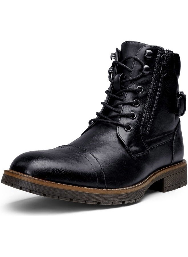 Vostey Men's Boots Boots for Men Casual Boots Motorcycle Combat Ankle Dress Boots Mens, Motorcycle678a-black, 9 - Image 1