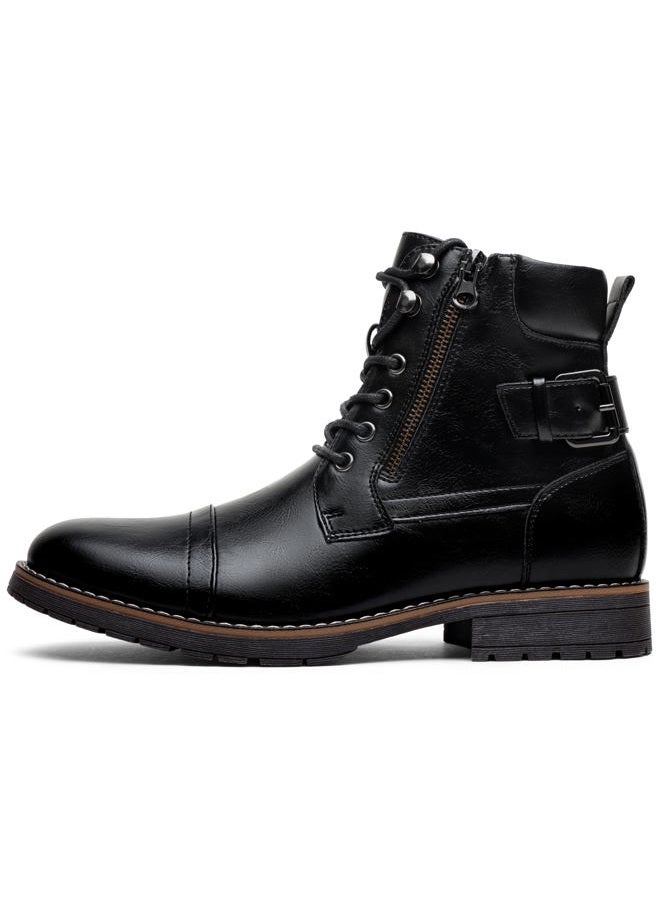 Vostey Men's Boots Boots for Men Casual Boots Motorcycle Combat Ankle Dress Boots Mens, Motorcycle678a-black, 9 - Image 5