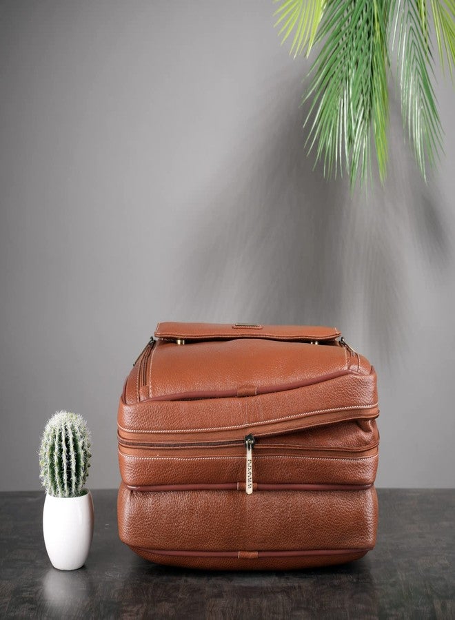 BRAND LEATHER 15.6 Inch Expandable Laptop Messenger Bag (TAN) (41X31X15 cm)…… - Image 4