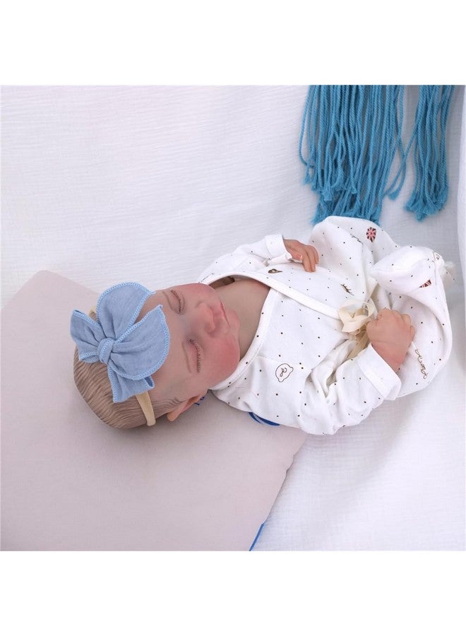 Sugarmelon Original Cotton Gauze Headband for Newborn Toddler Infant Baby Girl Kids Muslin Cotton Hair Bow Headbands Turban Elastic Hair Bands (6 pcs Bow Nylon Headband) - Image 3