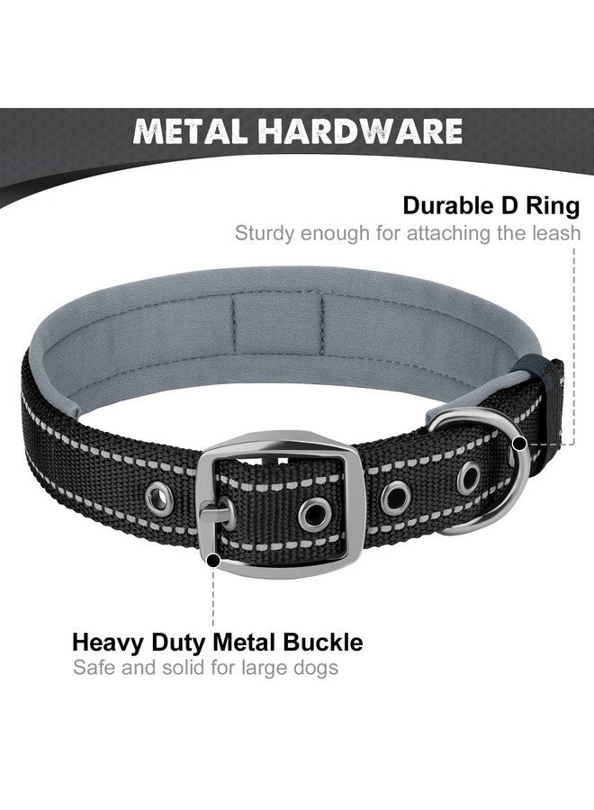 جويتيل طوق الكلاب Joytale للكلاب الكبيرة، طوق كلب كبير مبطن من النيوبرين، طوق عاكس عريض للحيوانات الأليفة مع مشبك حزام معدني متين، طوق كلب من النايلون شديد التحمل قابل للتعديل، أسود، مقاس كبير - Image 5