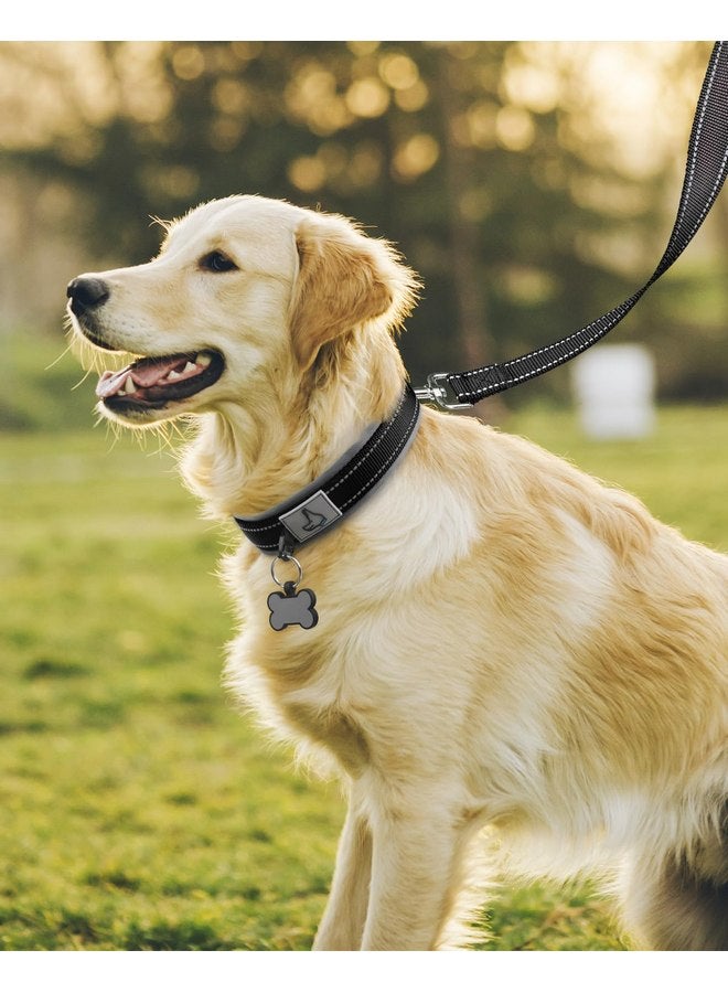 جويتيل طوق الكلاب Joytale للكلاب الكبيرة، طوق كلب كبير مبطن من النيوبرين، طوق عاكس عريض للحيوانات الأليفة مع مشبك حزام معدني متين، طوق كلب من النايلون شديد التحمل قابل للتعديل، أسود، مقاس كبير - Image 3