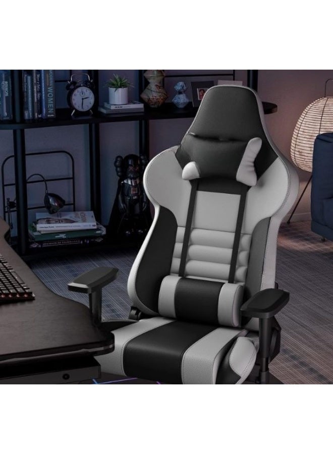 Ergonomic Swivel Gaming Chair with 4D Adjustable Armrests, Reclining Backrest and PU Leather Seat for Gaming and Office Use - Image 2