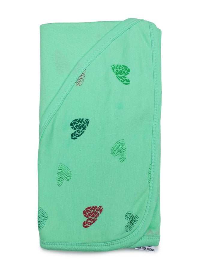 Phedarus Multipurpose Cotton Hosiery Printed Baby Hooded Towel/Wrapper/Swaddle or New Born, Baby Boy, Baby Girls, Kids | Big Size 75cms x 75cms | 0-2 Years | Green | Soft and Skin Friendly - Image 1