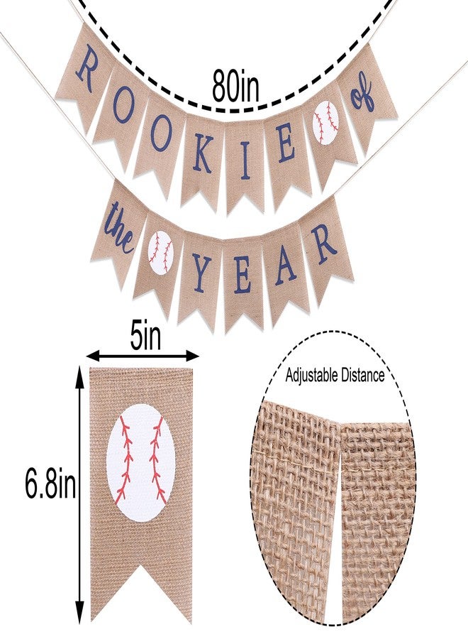 WAWOO Rookie of the Year Burlap Banner - Rookie Year Birthday, Rookie of the Year,Baseball First 1st Birthday Decoration, Baseball Birthday Party Banner, Baseball Party Supplies (Rookie of the Year) - Image 5