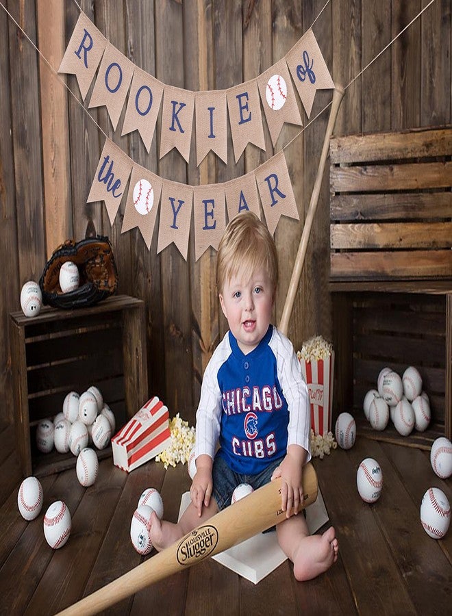 WAWOO Rookie of the Year Burlap Banner - Rookie Year Birthday, Rookie of the Year,Baseball First 1st Birthday Decoration, Baseball Birthday Party Banner, Baseball Party Supplies (Rookie of the Year) - Image 3