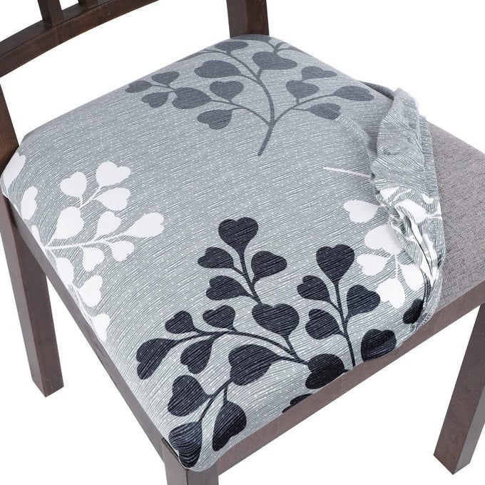 SEAT COVERS FOR DINING ROOM CHAIRS STRETCH PRINTED CHAIR SEAT COVERS SET OF 4 REMOVABLE WASHABLE UPHOLSTERED CHAIR SEAT PROTECTOR CUSHION SLIPCOVERS FOR KITCHEN OFFICELEAVES PATTERN