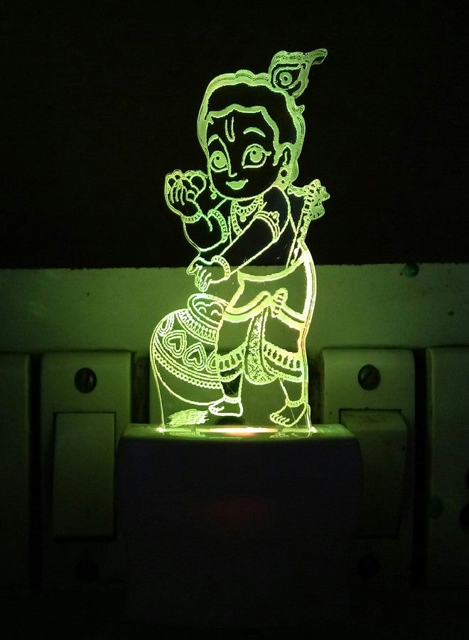 UKANI 3D Illusion Bal Krishna (Kishan Kanaiya) Design Night Lamp with 7 Color Changing Led (Size 3 Inch) - Image 1