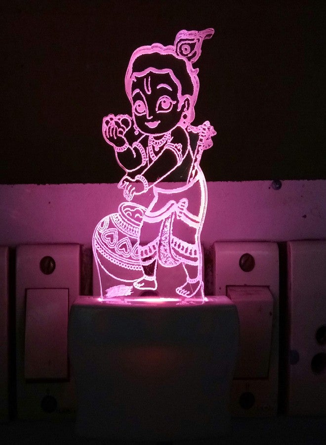 UKANI 3D Illusion Bal Krishna (Kishan Kanaiya) Design Night Lamp with 7 Color Changing Led (Size 3 Inch) - Image 3