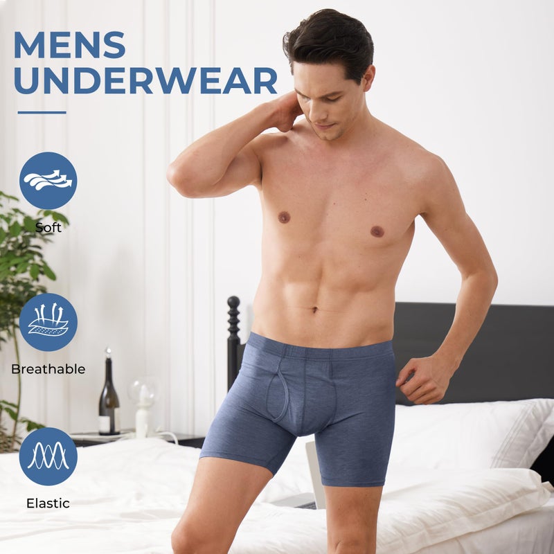 BAMBOO COOL Men's Ultra ComfortSoft Underwear, Moisture Wicking & Breathable No Ride Up Boxer Briefs with Fly, Multipack - Image 2