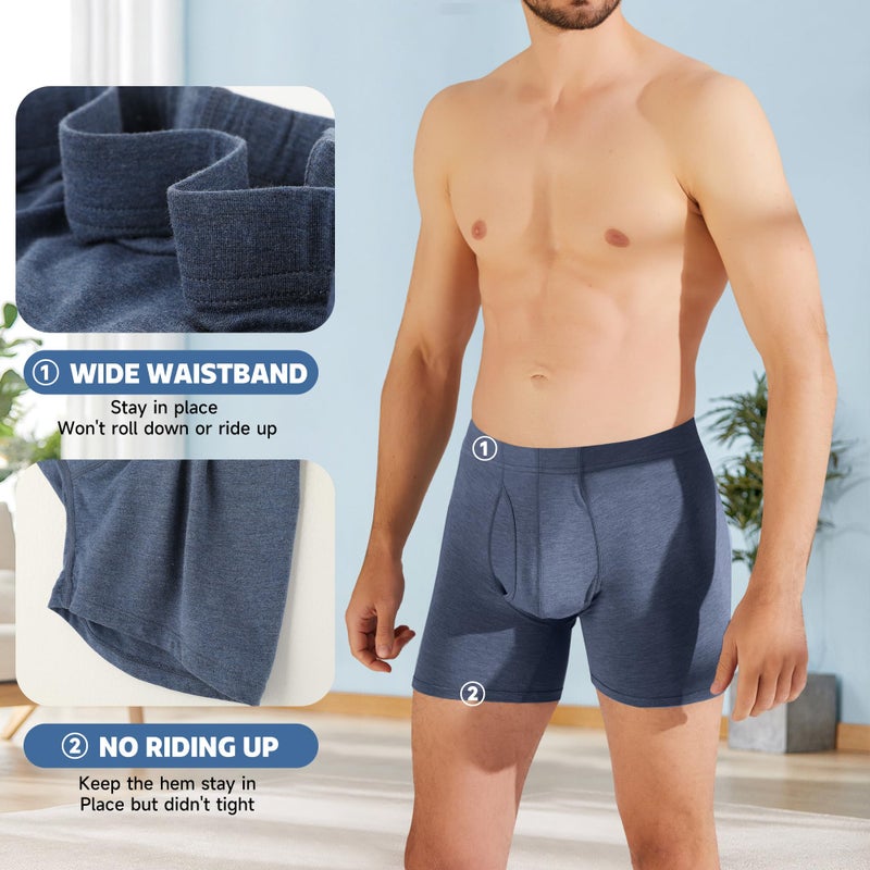 BAMBOO COOL Men's Ultra ComfortSoft Underwear, Moisture Wicking & Breathable No Ride Up Boxer Briefs with Fly, Multipack - Image 3