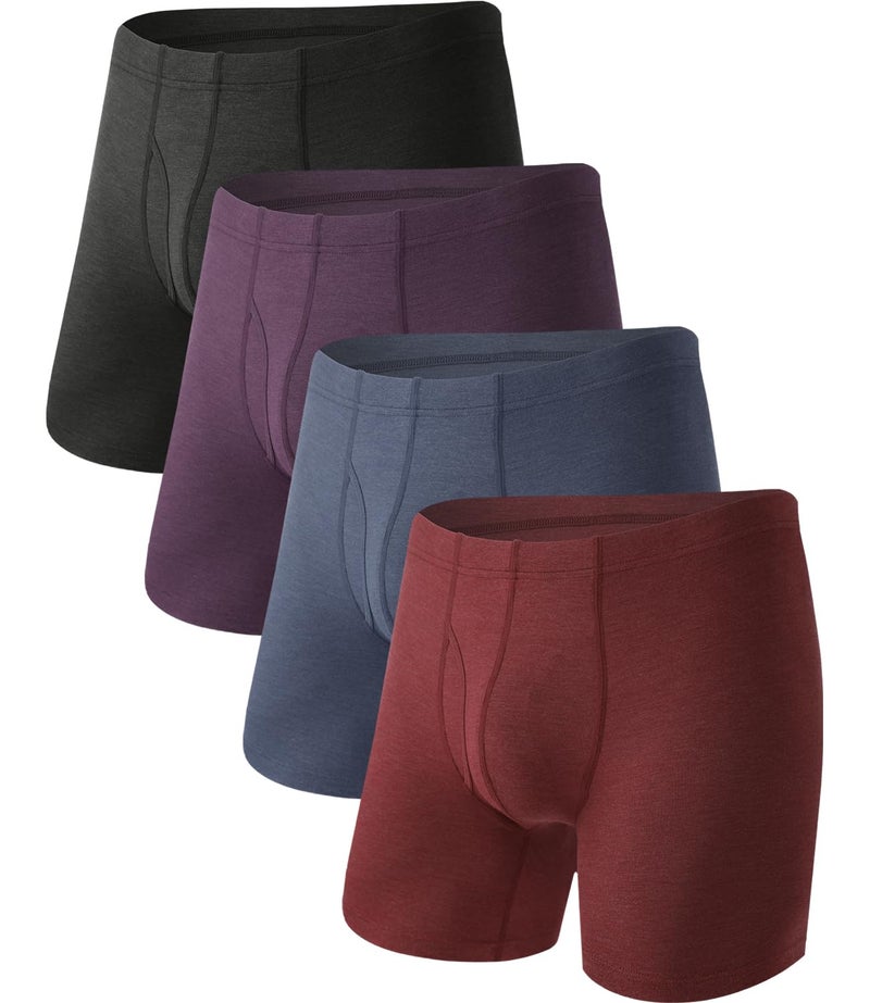 BAMBOO COOL Men's Ultra ComfortSoft Underwear, Moisture Wicking & Breathable No Ride Up Boxer Briefs with Fly, Multipack - Image 1
