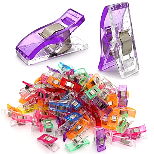 GMMA 100 Pcs Sewing Clips for Fabric Plastic Clips for Sewing Supplies Acrylic Clips for Quilting Supplies Transparent Multifunctional Mix Colors Clips for Sewing Products Storage Bag Clips - Image 1