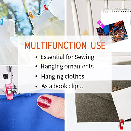 GMMA 100 Pcs Sewing Clips for Fabric Plastic Clips for Sewing Supplies Acrylic Clips for Quilting Supplies Transparent Multifunctional Mix Colors Clips for Sewing Products Storage Bag Clips - Image 4