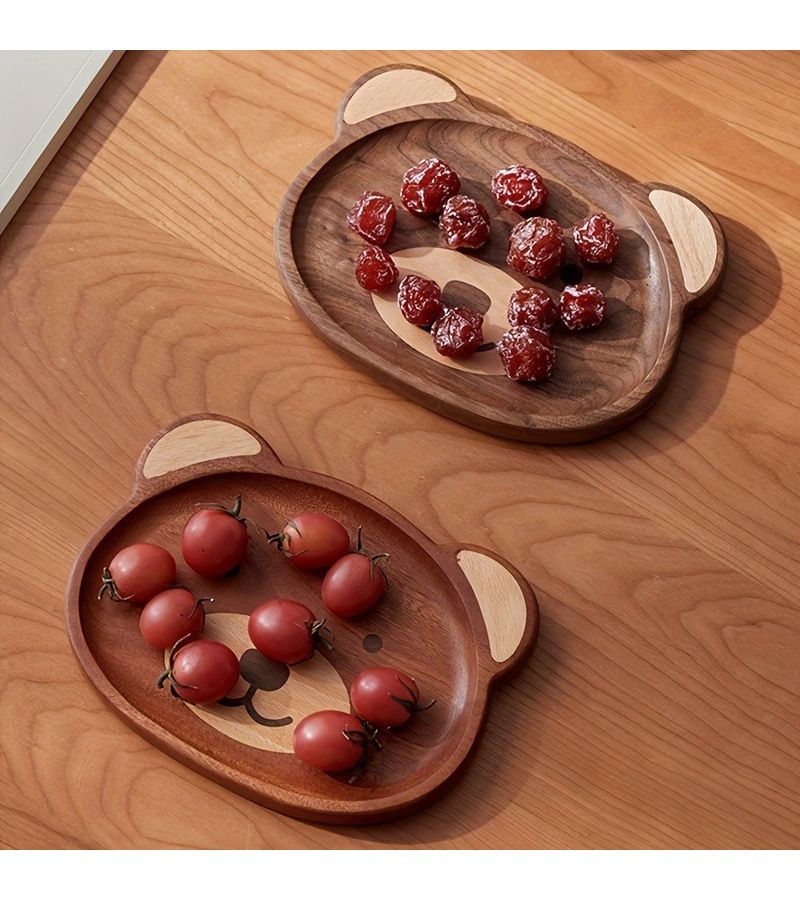 Bear Shaped Serving Tray Black Walnut For Fruits Snacks Breakfast - Image 2