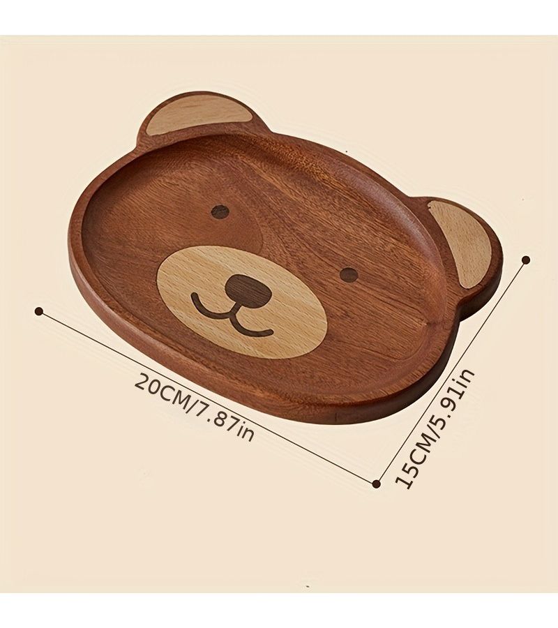 Bear Shaped Serving Tray Black Walnut For Fruits Snacks Breakfast - Image 3