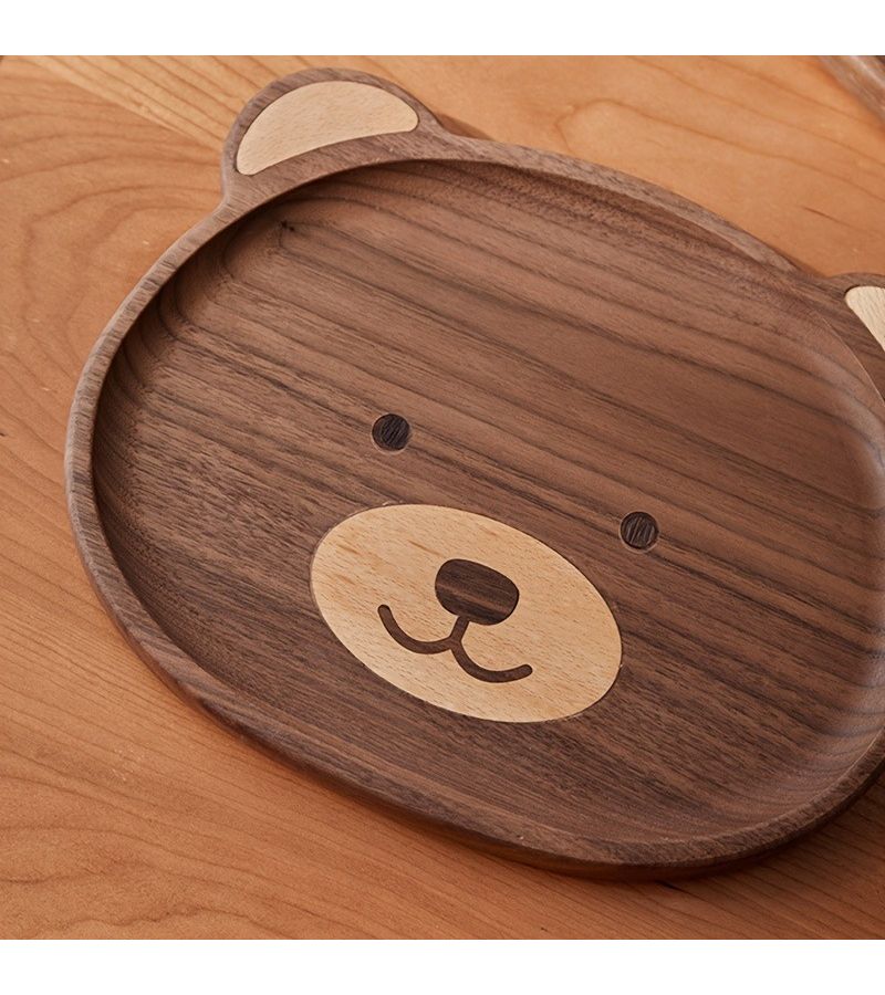 Bear Shaped Serving Tray Black Walnut For Fruits Snacks Breakfast - Image 4