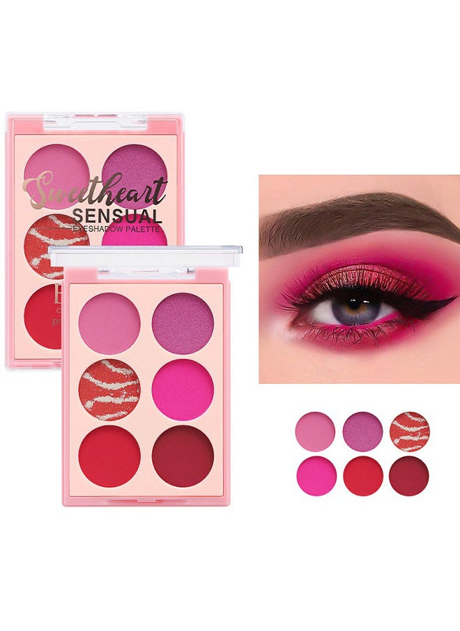 Baolishi 6 Shades Of Eye Shadow Palettes, Makeup Eye Shadow Palettes Pink Eye Shadow Wine Red Eye Shadow Waterproof Long Lasting Natural Mixing Pigment Makeup  - Image 1