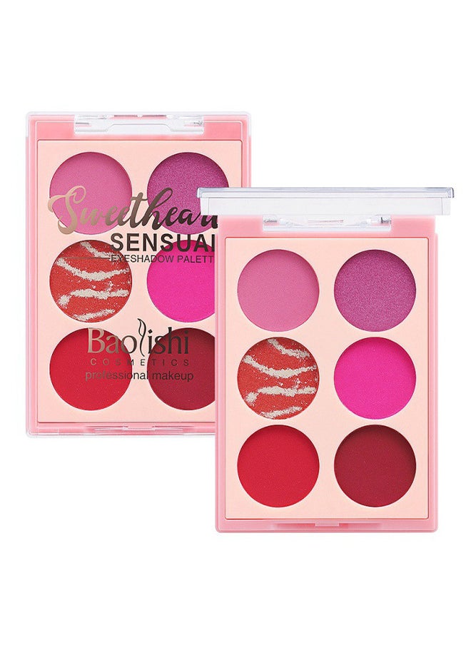 Baolishi 6 Shades Of Eye Shadow Palettes, Makeup Eye Shadow Palettes Pink Eye Shadow Wine Red Eye Shadow Waterproof Long Lasting Natural Mixing Pigment Makeup  - Image 3
