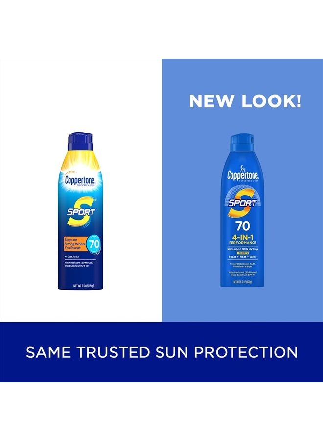 Coppertone رذاذ واقي شمس SPORT SPF 70، مقاوم للماء، رذاذ واقي شمس مستمر، واقي شمس واسع الطيف SPF 70، 5.5 أونصة رذاذ - Image 2