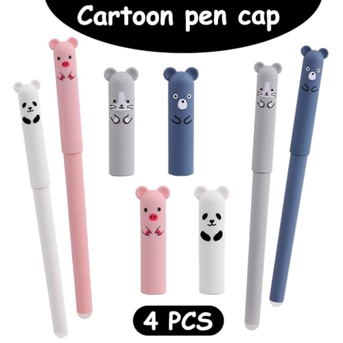 RIANCY 0.5mm Erasable Gel Pens,12 Pack Cute Cartoon Animal Rollerball Gel Ink Pens Refillable Pens for Adult Writing Calligraphy Note Taking (Refill Black) - Image 4
