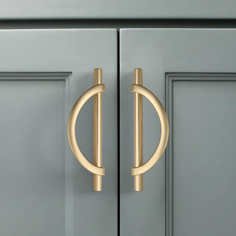 Amerdeco 10 Pack Brushed Gold Cabinet Pulls 5 Inch(128MM) Hole Centers Kitchen Cabinet Handles Hardware Kitchen Handles for Cabinets Cupboard Handles Drawer Pulls - Image 1